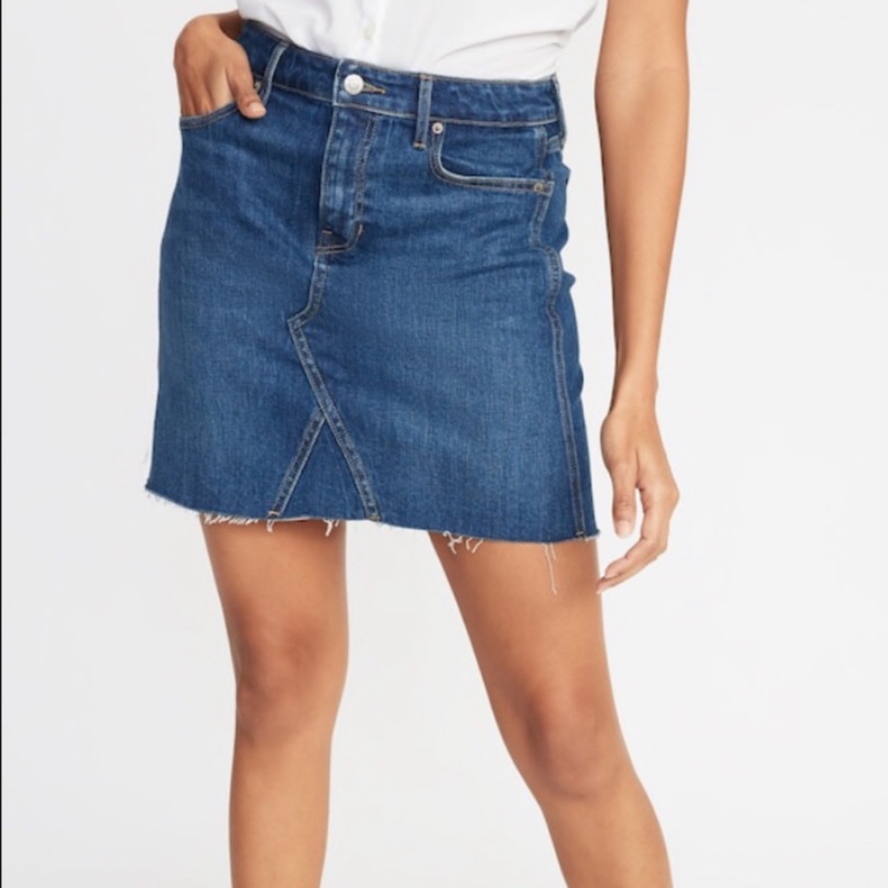 Old Navy High-Waisted Frayed-Hem Jean Skirt NWT